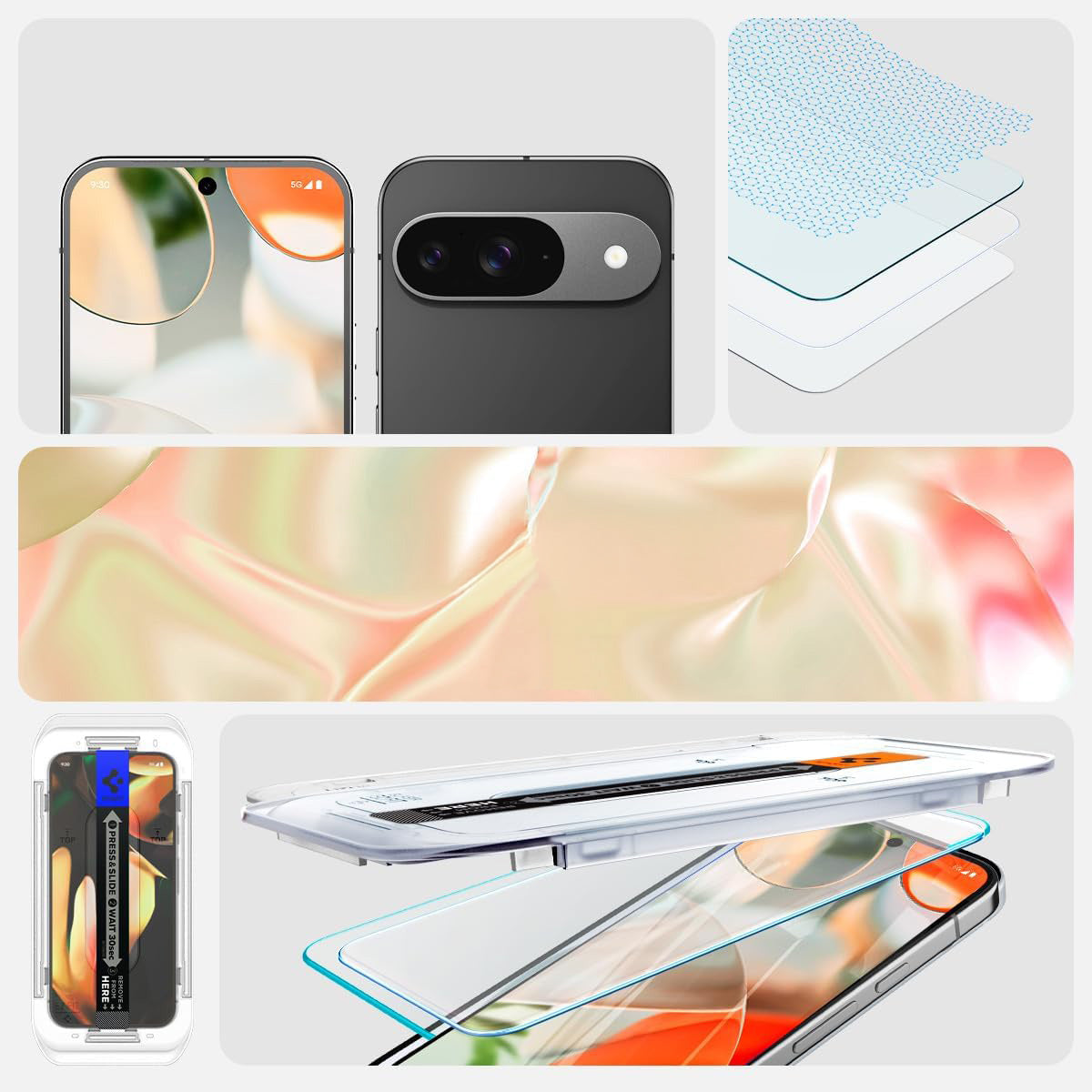 Glas für die Schutzhülle für Google Pixel 10 / 10 Pro / 9 / 9 Pro, Spigen Glas.tR EZ Fit 2-Pack