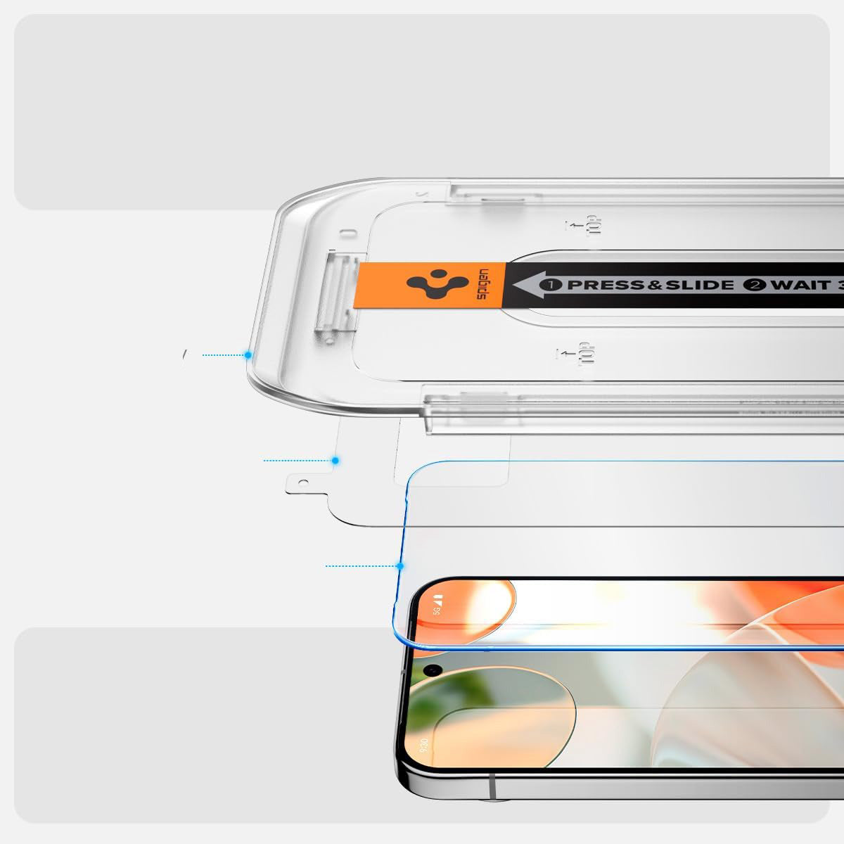 Glas für die Schutzhülle für Google Pixel 10 / 10 Pro / 9 / 9 Pro, Spigen Glas.tR EZ Fit 2-Pack