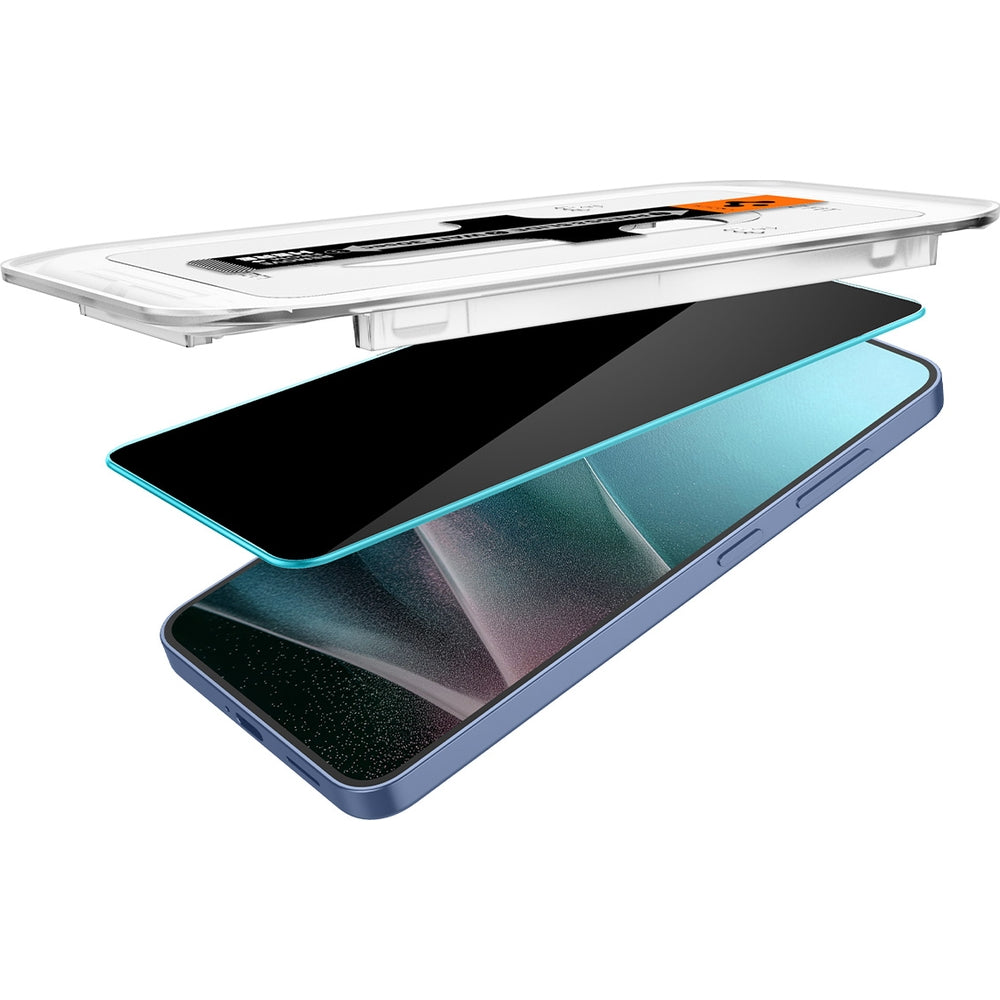 Spigen Glas.tR EZ Fit Privacy 2-Pack for Samsung Galaxy S25 Plus and S24 Plus with layered design.