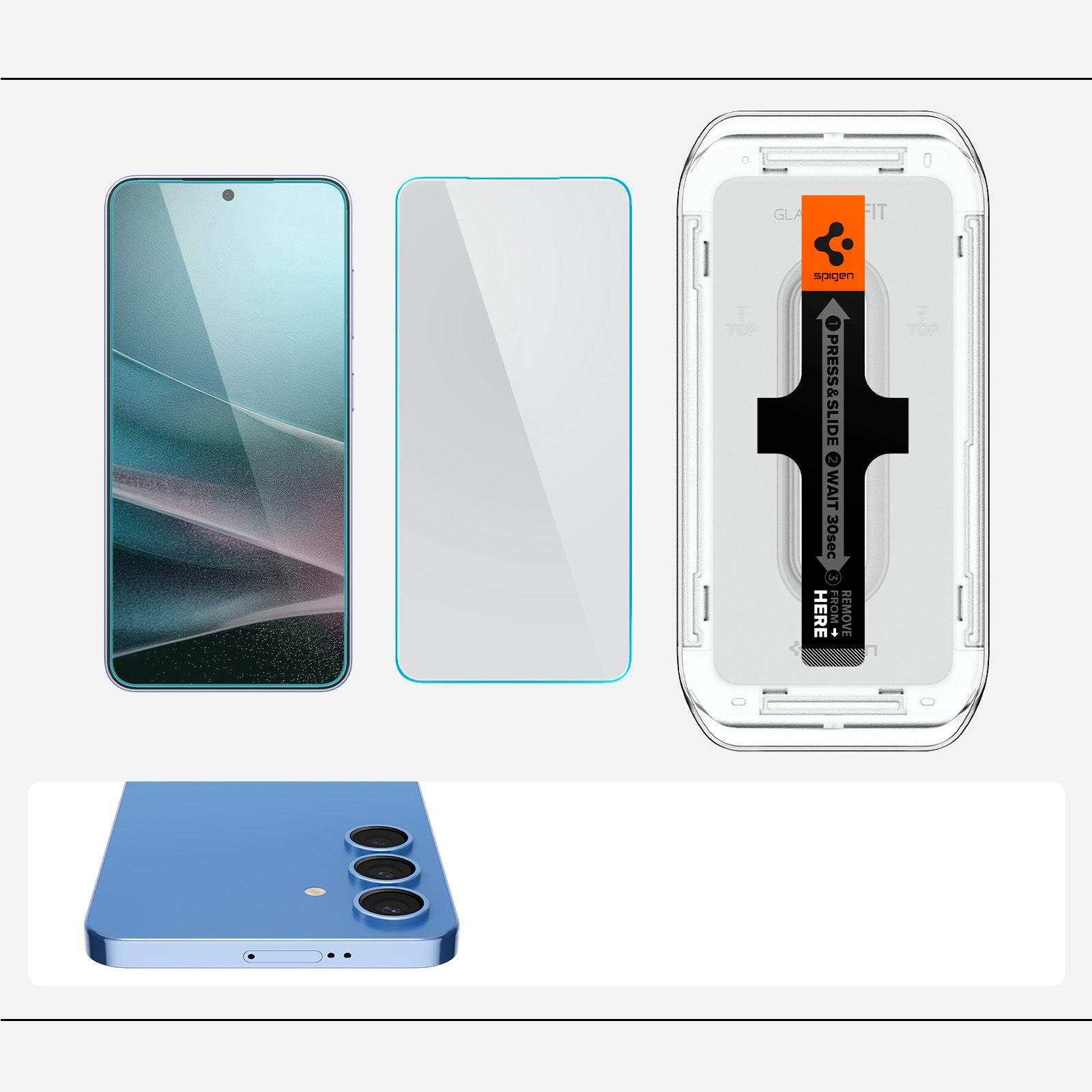 Spigen Glas.tR EZ Fit Privacy for Galaxy S25 Plus/S24 Plus, includes tempered glass with privacy filter and installation kit.