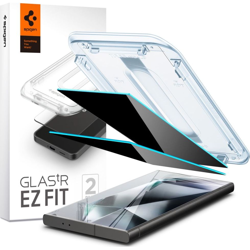 Glas für die Schutzhülle für Galaxy S24 Ultra, Spigen Glas.tR EZ Fit Privacy 2-Pack