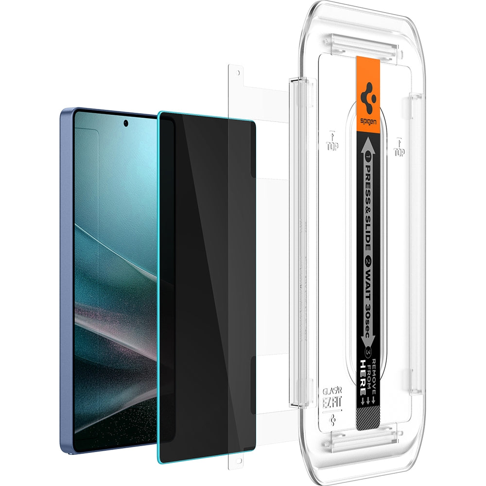 Glas.tR EZ Fit Privacy 2-Pack für Galaxy S25 Ultra mit Installationshilfe und Sichtschutzfilter.