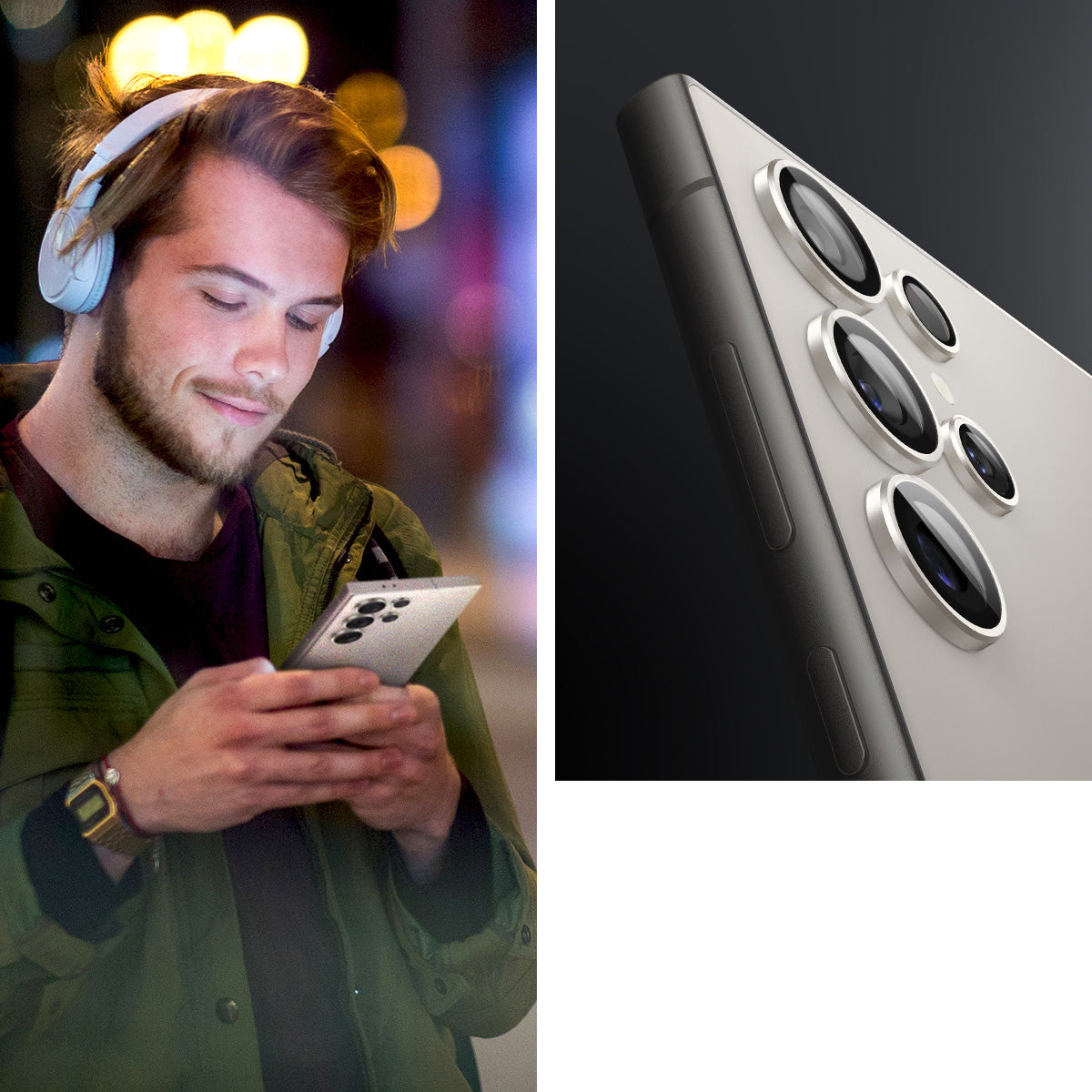 Glas für die Kamera für Galaxy S24 Ultra, Spigen Glas.tR Ez Fit Optik Pro 2-Pack, Grau