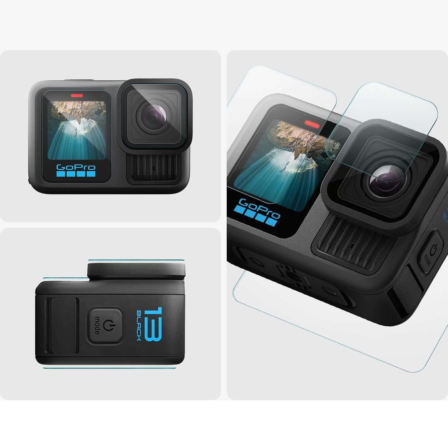 Gehärtetes Glas für GoPro Hero 13, Spigen Glas.tR Slim 2-Set