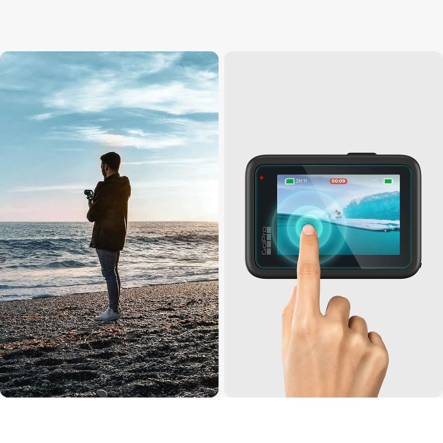 Gehärtetes Glas für GoPro Hero 13, Spigen Glas.tR Slim 2-Set