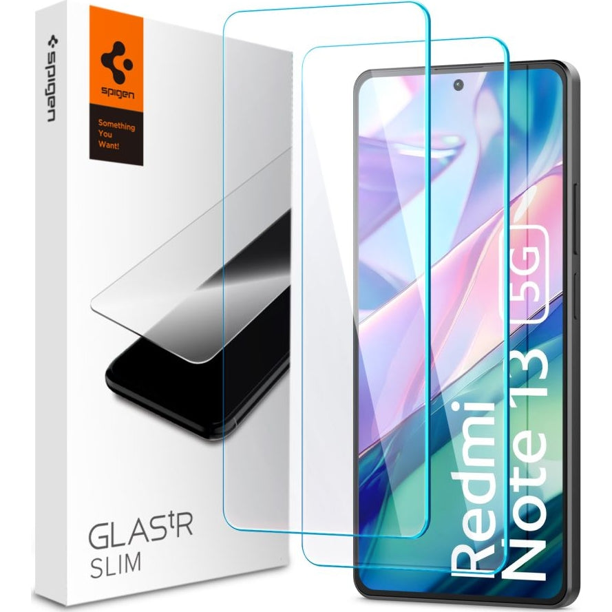 Glas für die Schutzhülle für Xiaomi Redmi Note 13 5G, Spigen Glas.tR Slim 2-Pack