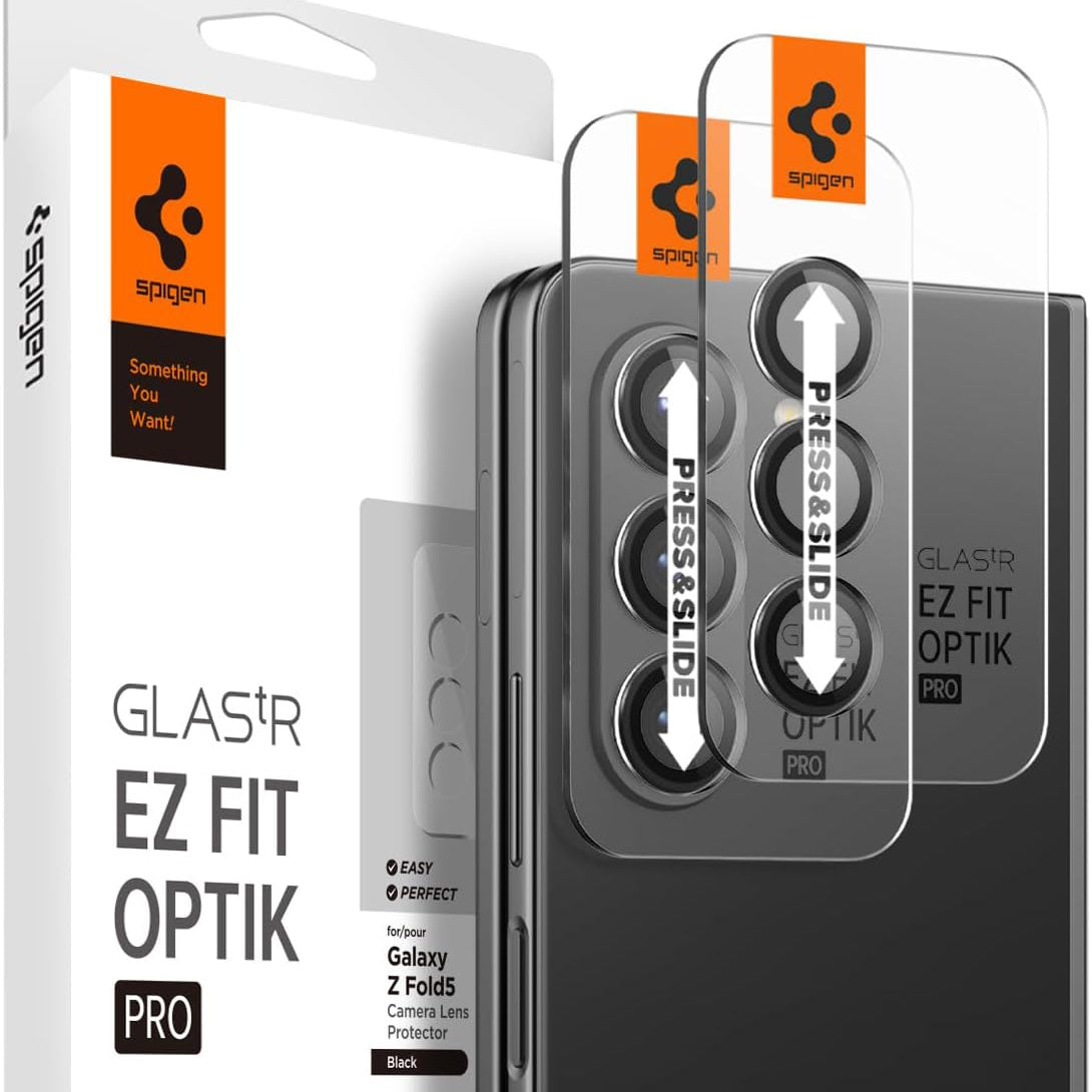 Glas für die Kamera Spigen Glas.tR Ez Fit Optik Pro 2-Pack für Galaxy Z Fold5, Schwarz