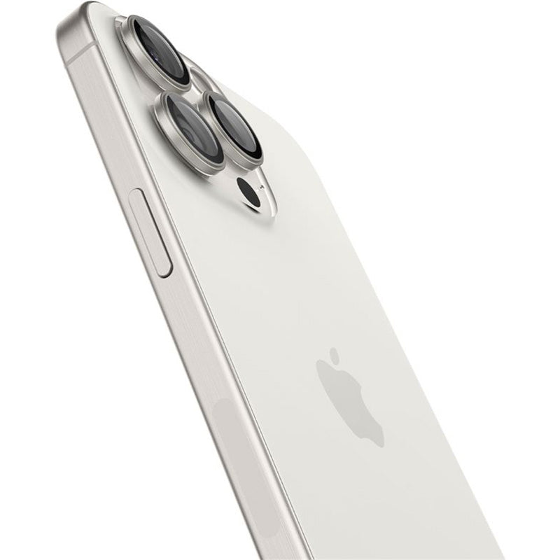 Glas für die Kamera für iPhone 15 Pro / 15 Pro Max, Spigen Glas.tR Ez Fit Optik Pro 2-Pack, Schwarz-Weiß