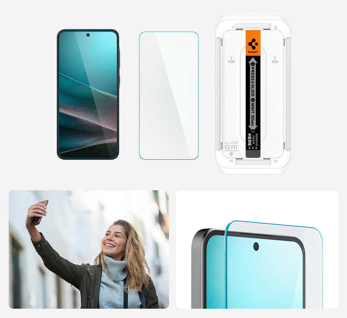 Glas + Applikator für Galaxy A37 5G / A36 5G, Spigen Glas.tR EZ Fit 1-Pack