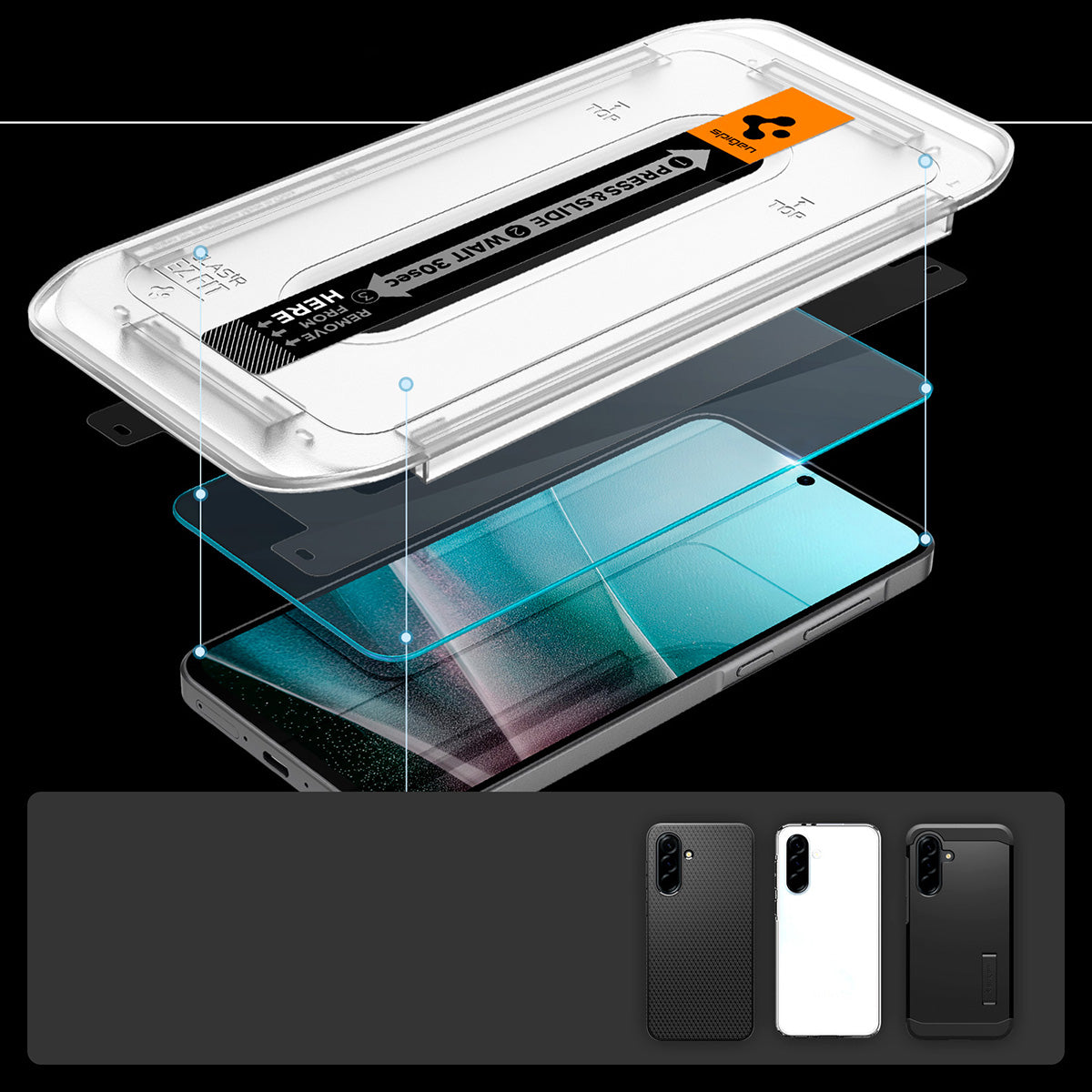 Glas + Applikator für Galaxy A37 5G / A36 5G, Spigen Glas.tR EZ Fit 1-Pack
