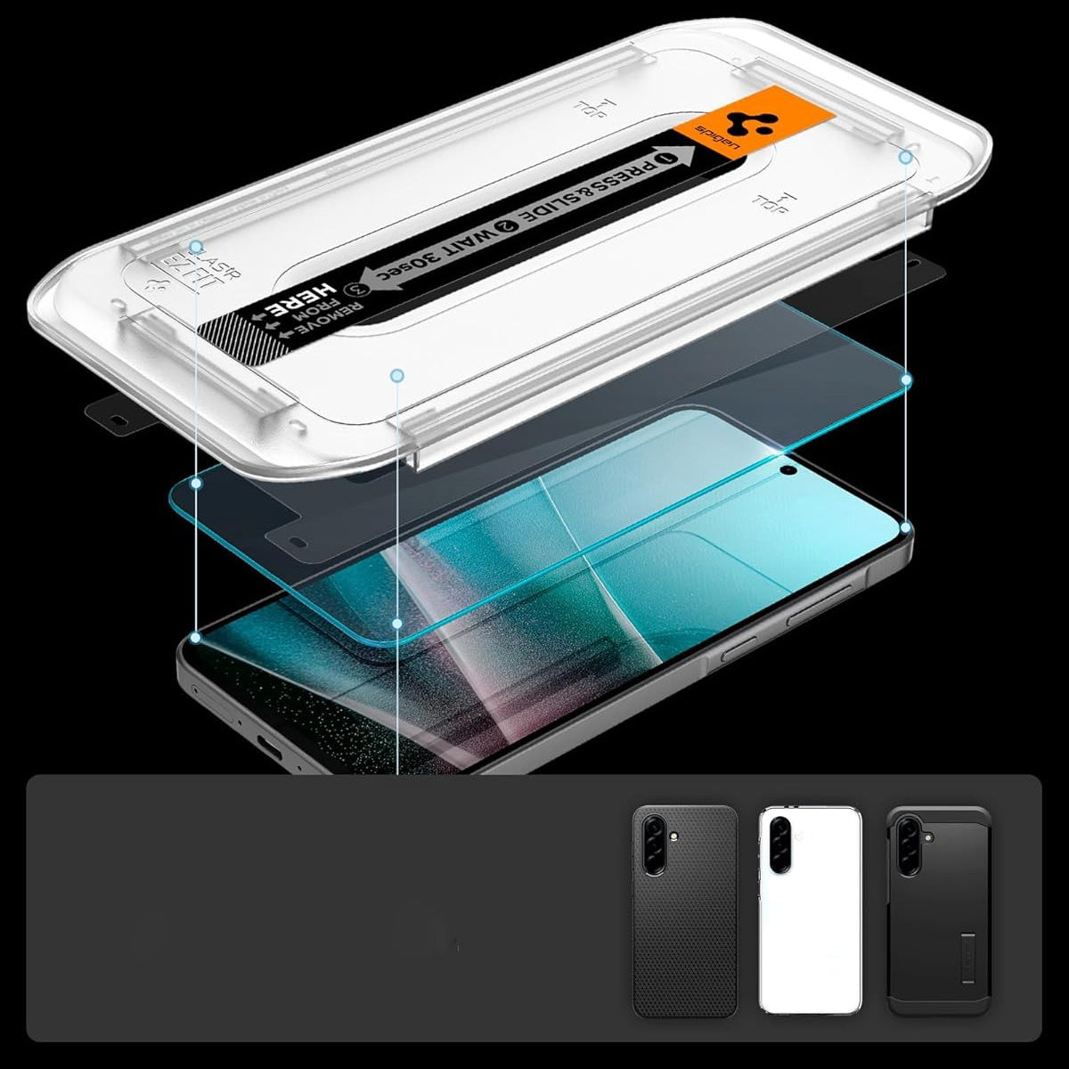Glas + Applikator für Galaxy A37 5G / A36 5G, Spigen Glas.tR EZ Fit 2-Pack