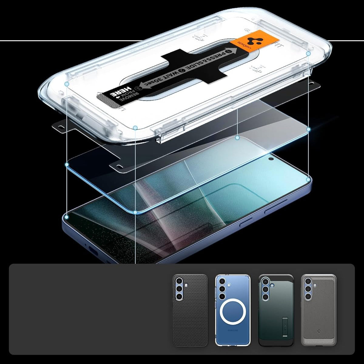 Glas + Applikator für Galaxy S25 Plus / S24 Plus, Spigen Glas.tR EZ Fit 2-Pack