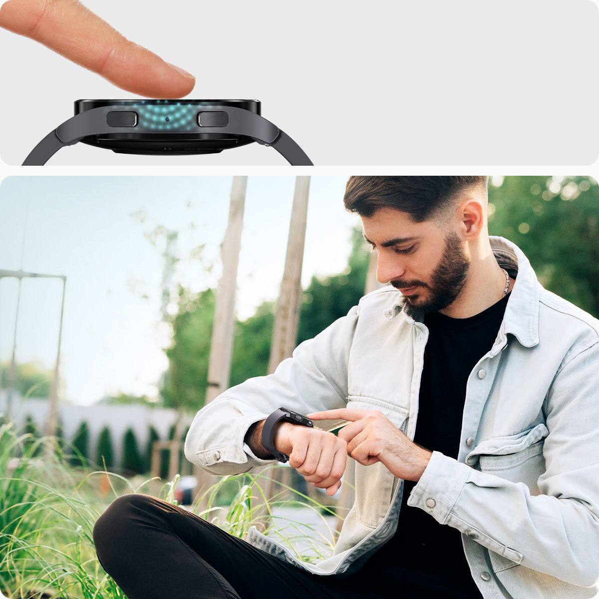 Glas für die Schutzhülle Spigen Glas.tR EZ Fit 2-Pack für Galaxy Watch 6 44mm