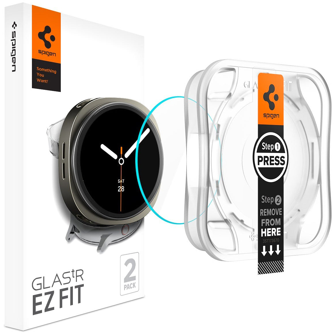 Glas für die Schutzhülle für Galaxy Watch 8 44mm, Spigen Glas.tR EZ Fit 2-Pack