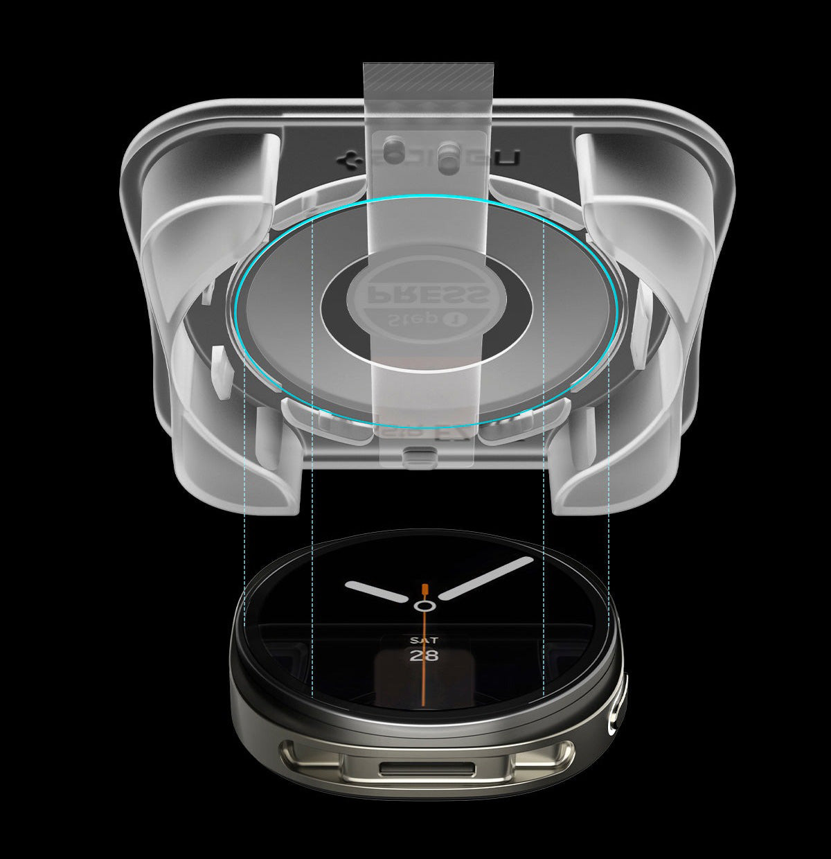 Glas für die Schutzhülle für Galaxy Watch 8 44mm, Spigen Glas.tR EZ Fit 2-Pack