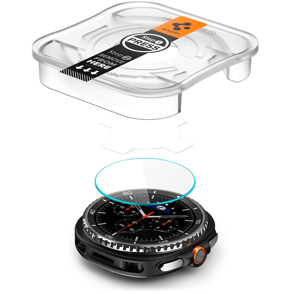 Glas für die Schutzhülle für Galaxy Watch 8 Classic 46mm, Spigen Glas.tR EZ Fit 2-Pack