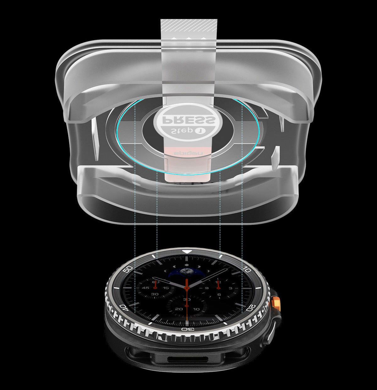 Glas für die Schutzhülle für Galaxy Watch 8 Classic 46mm, Spigen Glas.tR EZ Fit 2-Pack