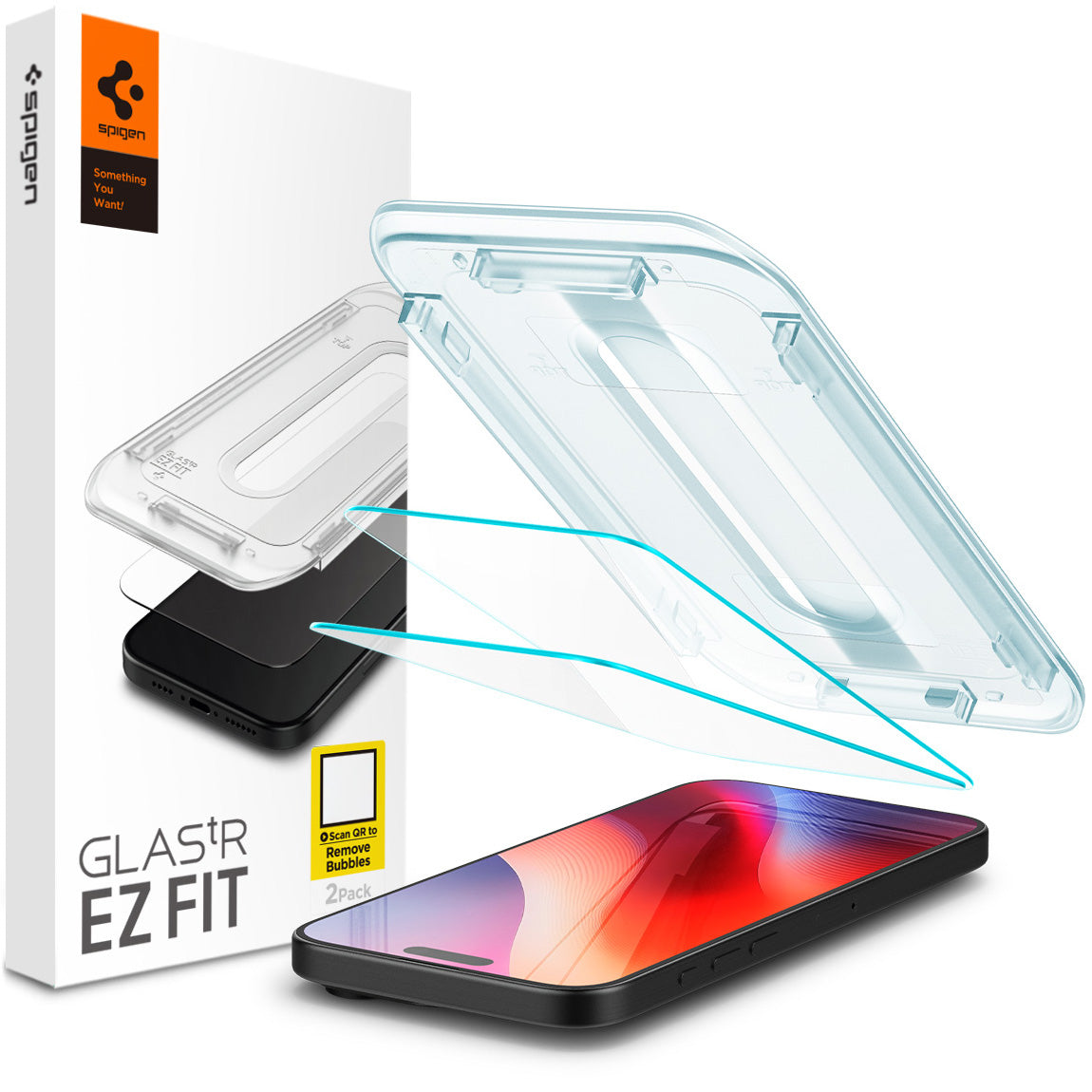 Glas für die Schutzhülle für iPhone 16 Pro, Spigen Glas.tR EZ Fit 2-Pack