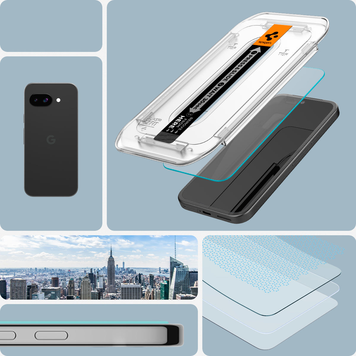 Glas + Applikator für Google Pixel 9a, Spigen Glas.tR EZ Fit 2-Pack