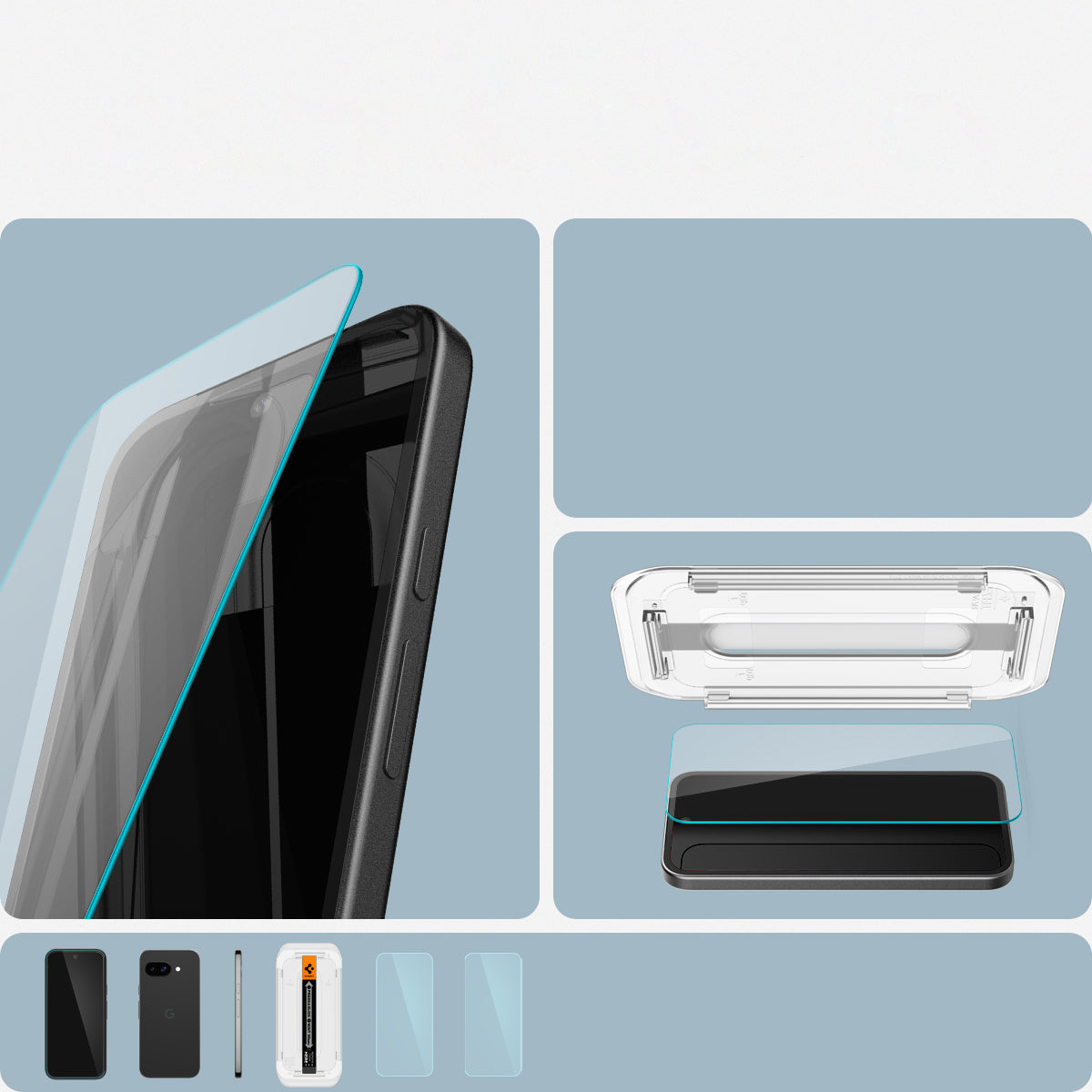 Glas + Applikator für Google Pixel 9a, Spigen Glas.tR EZ Fit 2-Pack