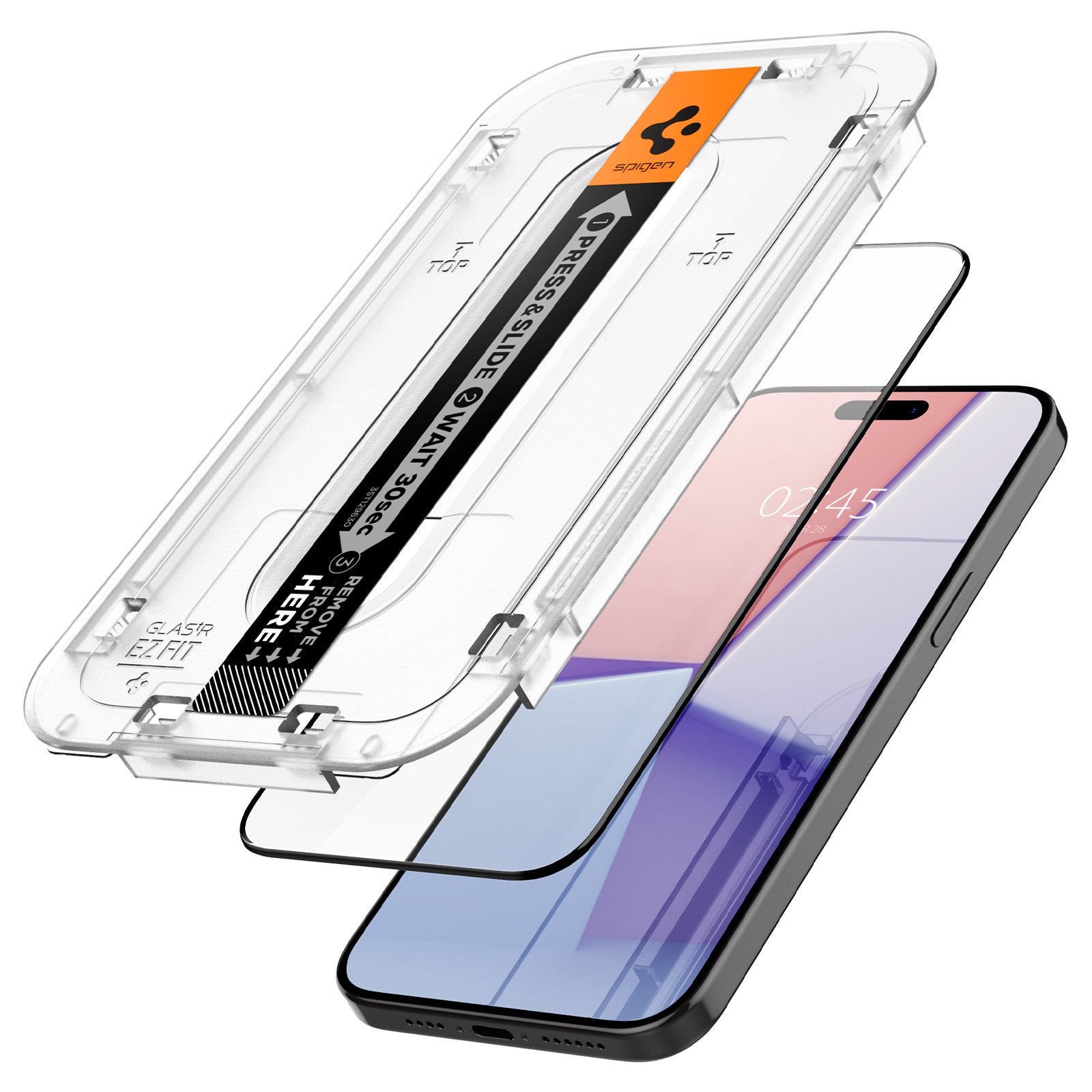 Glas für die Schutzhülle Spigen Glas.tR EZ Fit FC 1-Pack für iPhone 15 Pro, mit schwarzem Rahmen