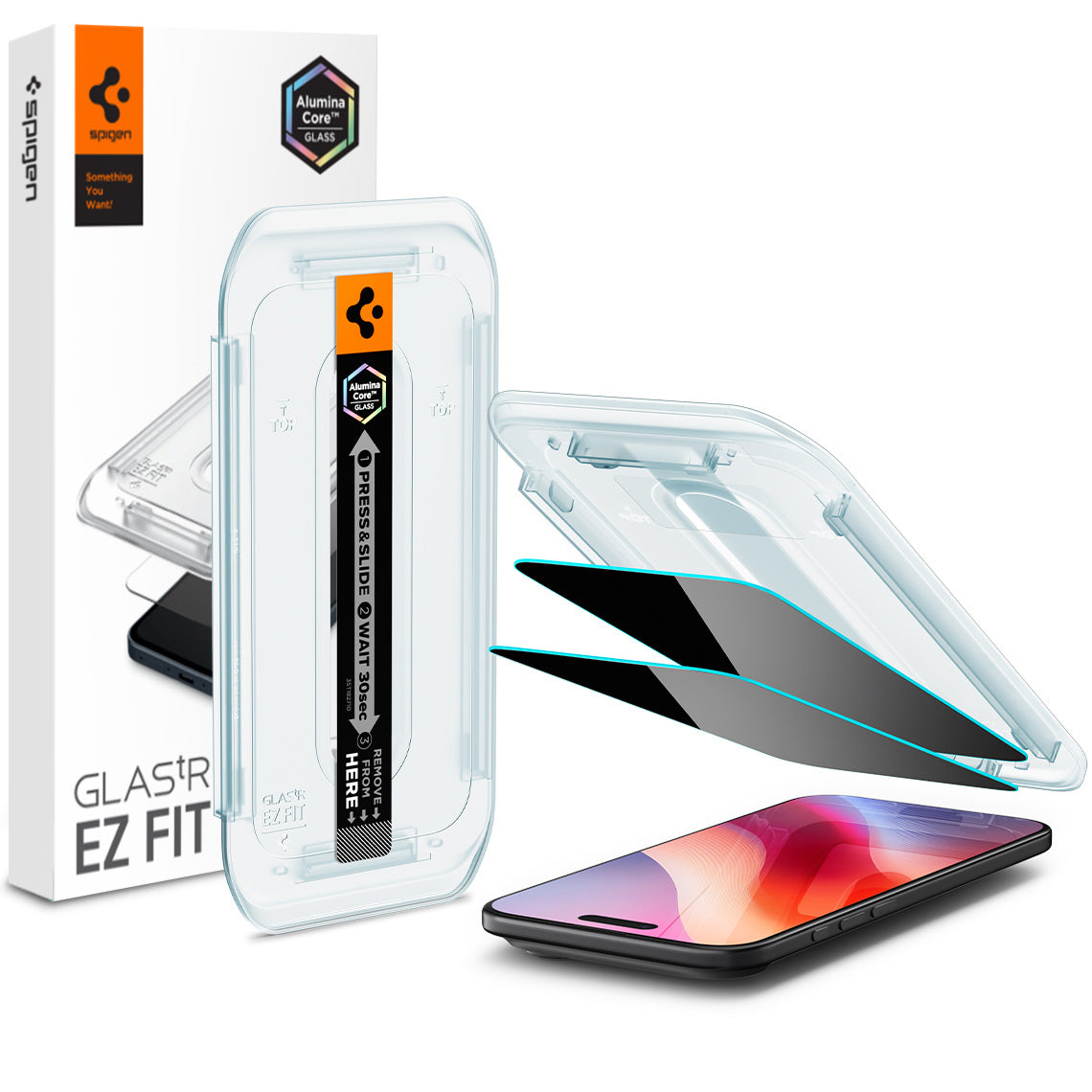 Glas + Applikator für iPhone Air, Spigen Glas.tR EZ Fit Privacy 2-Pack (AC)