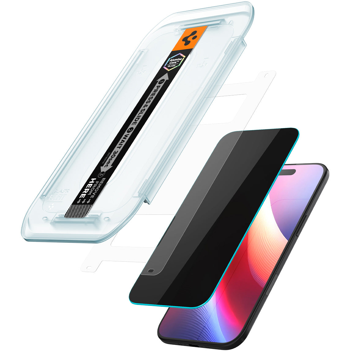 Glas + Applikator für iPhone Air, Spigen Glas.tR EZ Fit Privacy 2-Pack (AC)