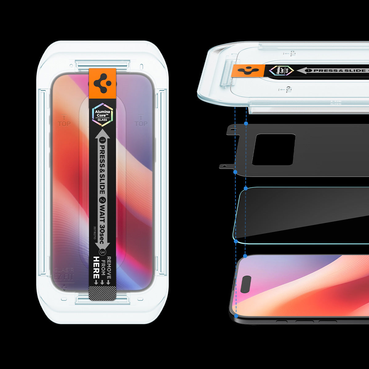 Glas + Applikator für iPhone Air, Spigen Glas.tR EZ Fit Privacy 2-Pack (AC)