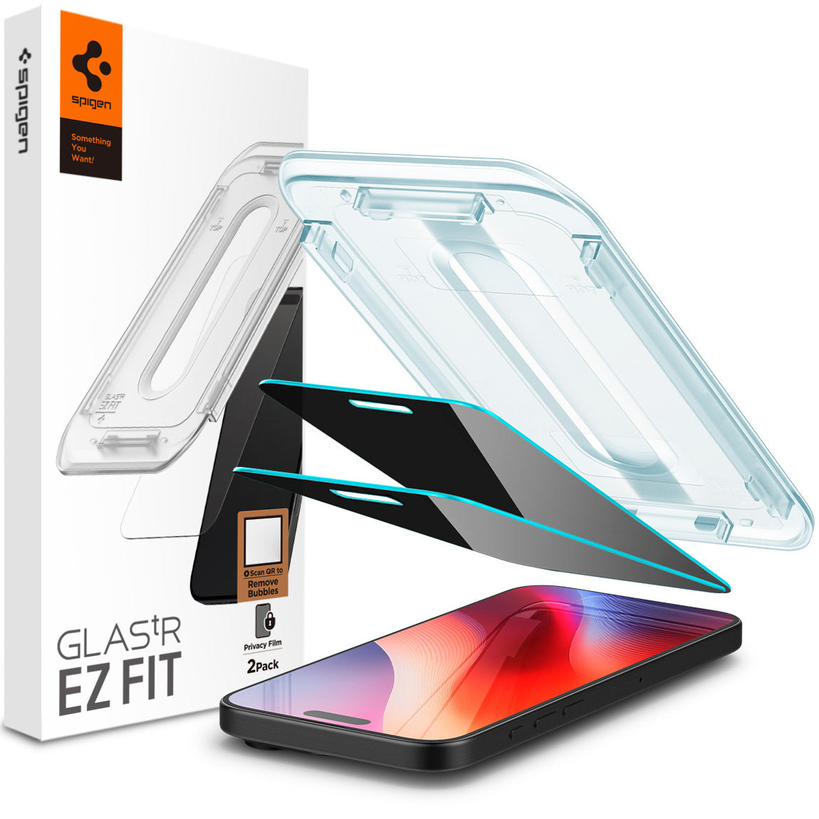 Glas für die Schutzhülle für iPhone 16 Pro Max, Spigen Glas.tR EZ Fit Privacy 2-Pack