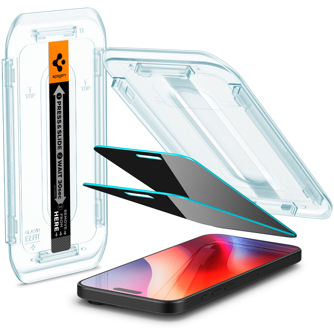 Glas für die Schutzhülle für iPhone 16 Pro Max, Spigen Glas.tR EZ Fit Privacy 2-Pack