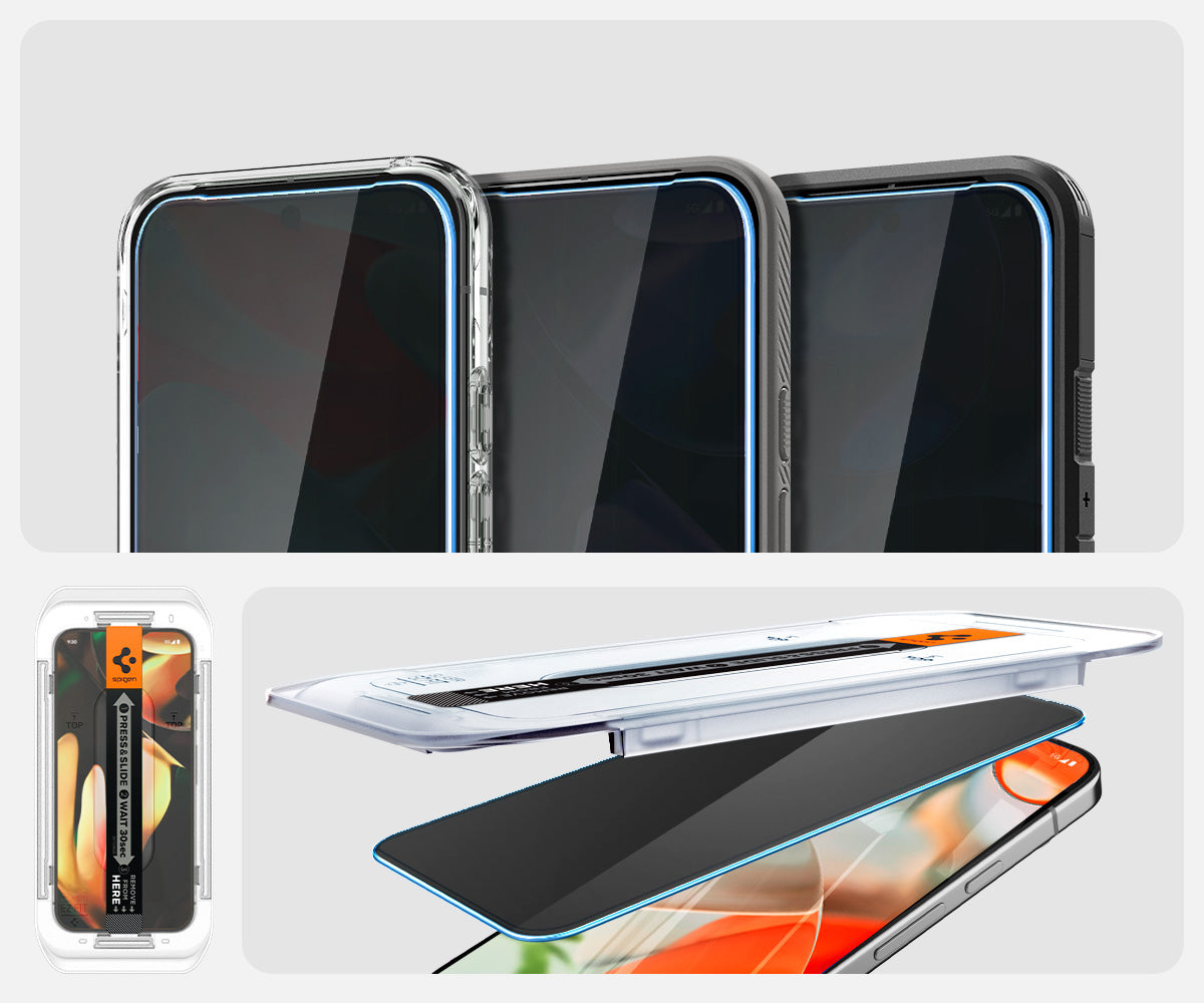 Glas für die Schutzhülle für Google Pixel 10 / 10 Pro / 9 / 9 Pro, Spigen Glas.tR EZ Fit Privacy 2-Pack