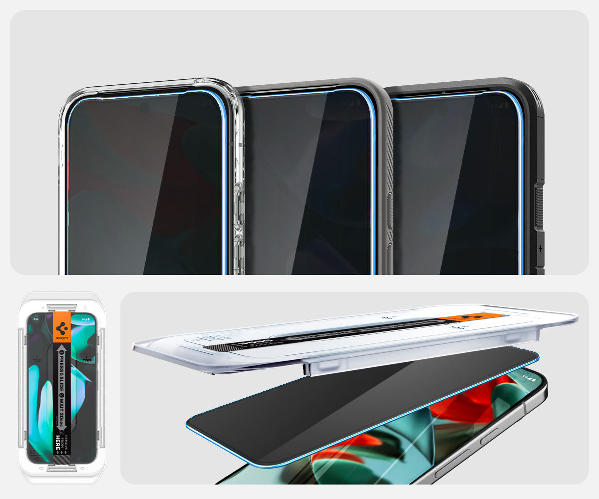 Glas für die Schutzhülle für Google Pixel 10 Pro XL / 9 Pro XL, Spigen Glas.tR EZ Fit Privacy 2-Pack