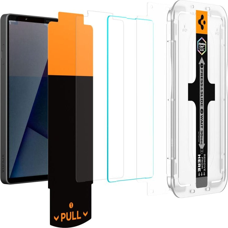 Glas + Applikator für Xperia 10 VII, Spigen Glas.tR EZ Fit Pro 2-Pack (AC)