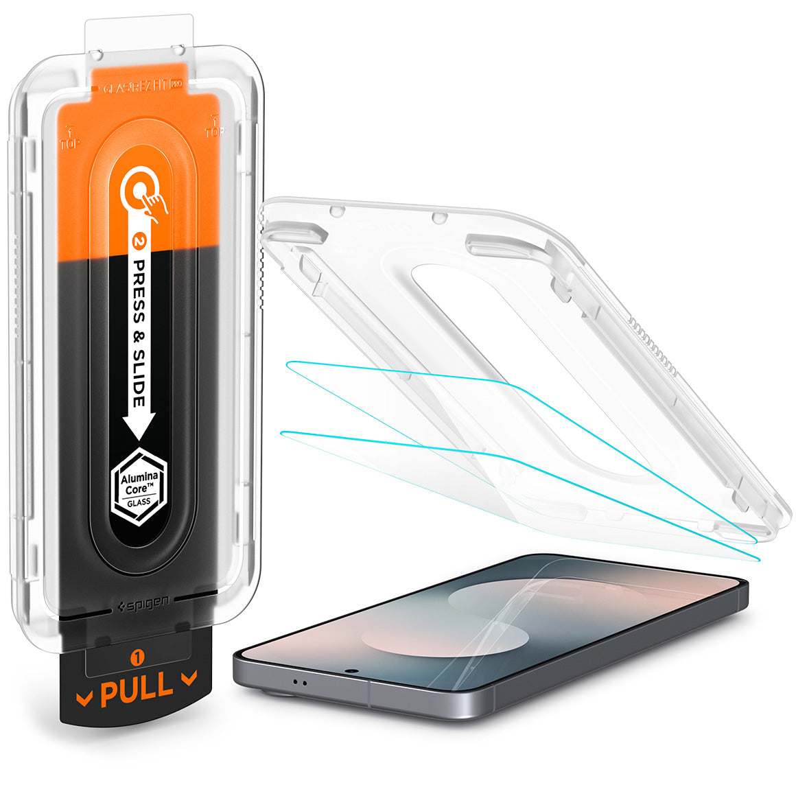 Glas + Applikator für Galaxy S25 FE, Spigen Glas.tR EZ Fit Pro 2-Pack (AC)