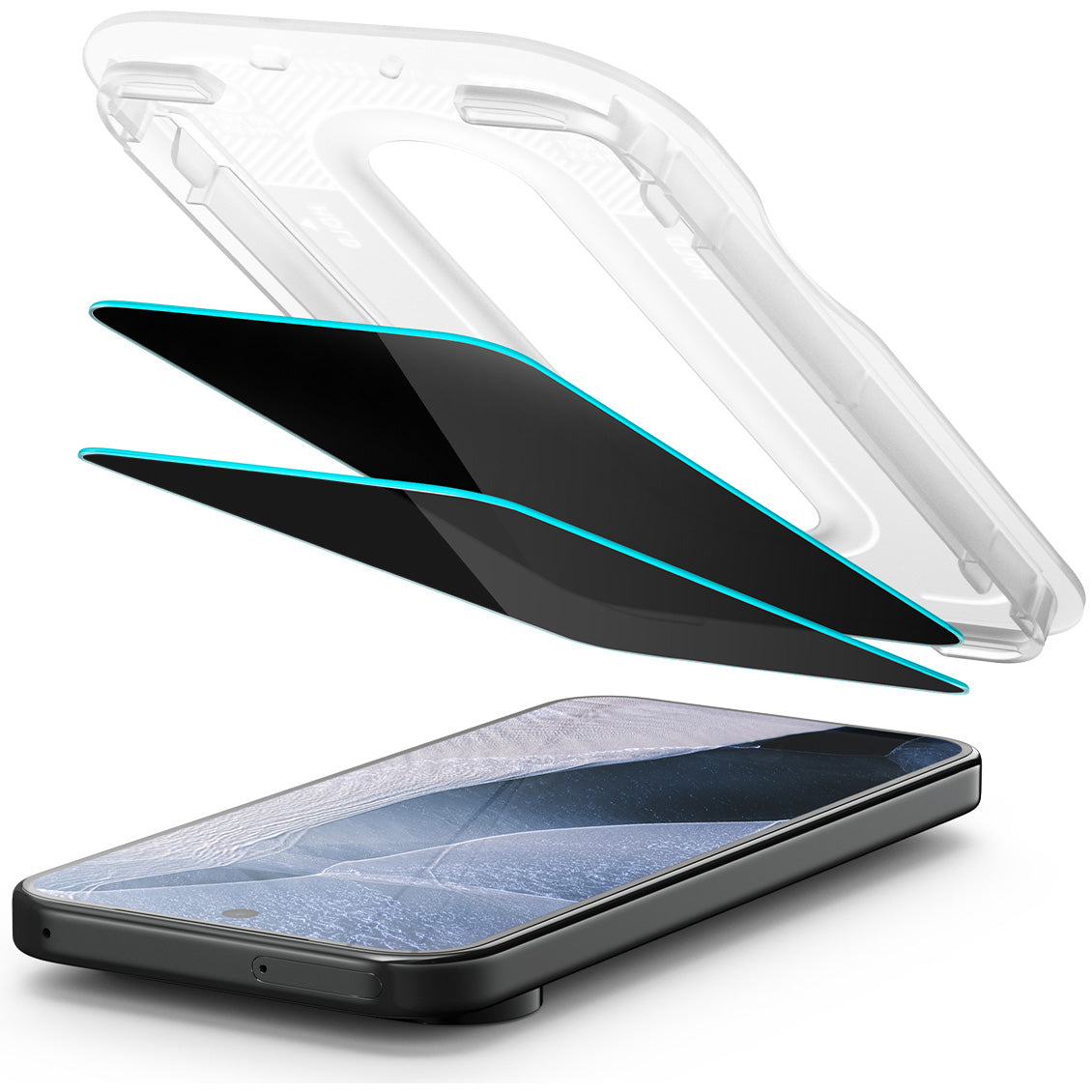 Glas + Applikator für Google Pixel 11 Pro / 10 Pro / 9 / 9 Pro, Spigen Glas.tR EZ Fit Pro (AC) Privacy 2-Pack