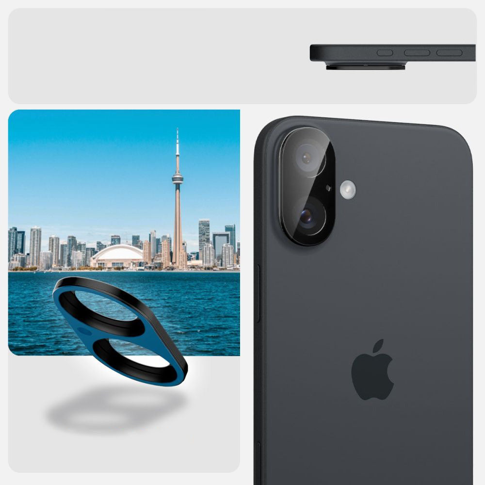 Glas für die Kamera Spigen Glas.tR Optik 2-Pack für iPhone 16 / 16 Plus, Schwarz