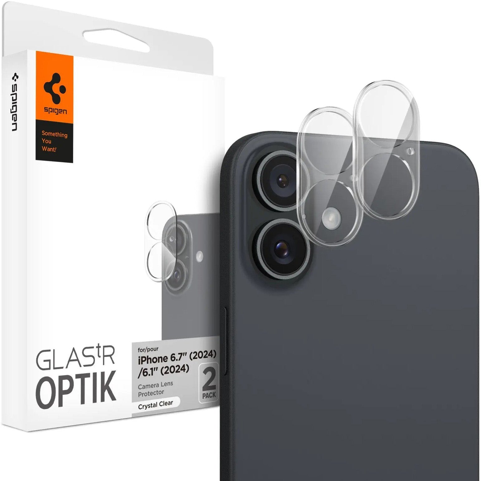 Glas für die Kamera Spigen Glas.tR Optik 2-Pack für iPhone 16 / 16 Plus, Transparent
