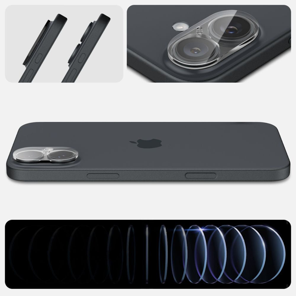 Glas für die Kamera Spigen Glas.tR Optik 2-Pack für iPhone 16 / 16 Plus, Transparent
