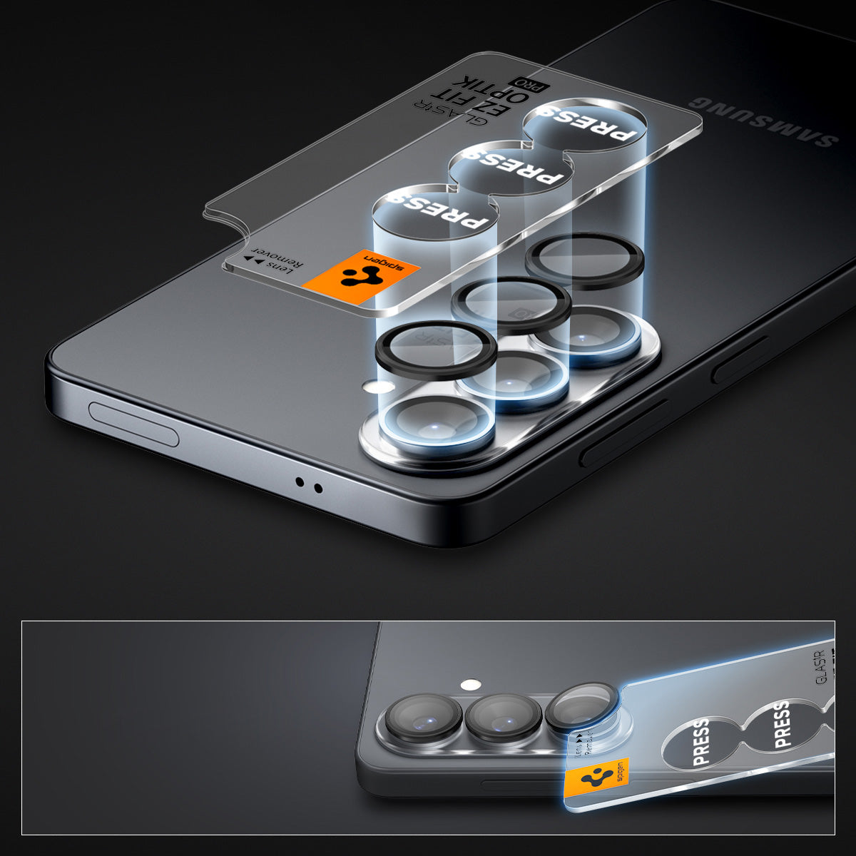 Glas für die Kamera für Galaxy S26 Plus, Spigen Glas.tR EZ Fit Optik Pro 2-Pack, Schwarz