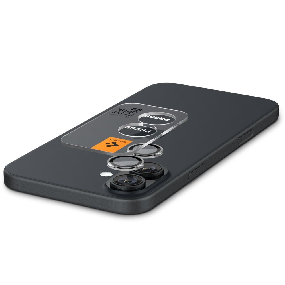 Glas für die Kamera Spigen Glas.tR EZ Fit Optik Pro 2-Pack für iPhone 16 / 16 Plus, Schwarz-Transparent