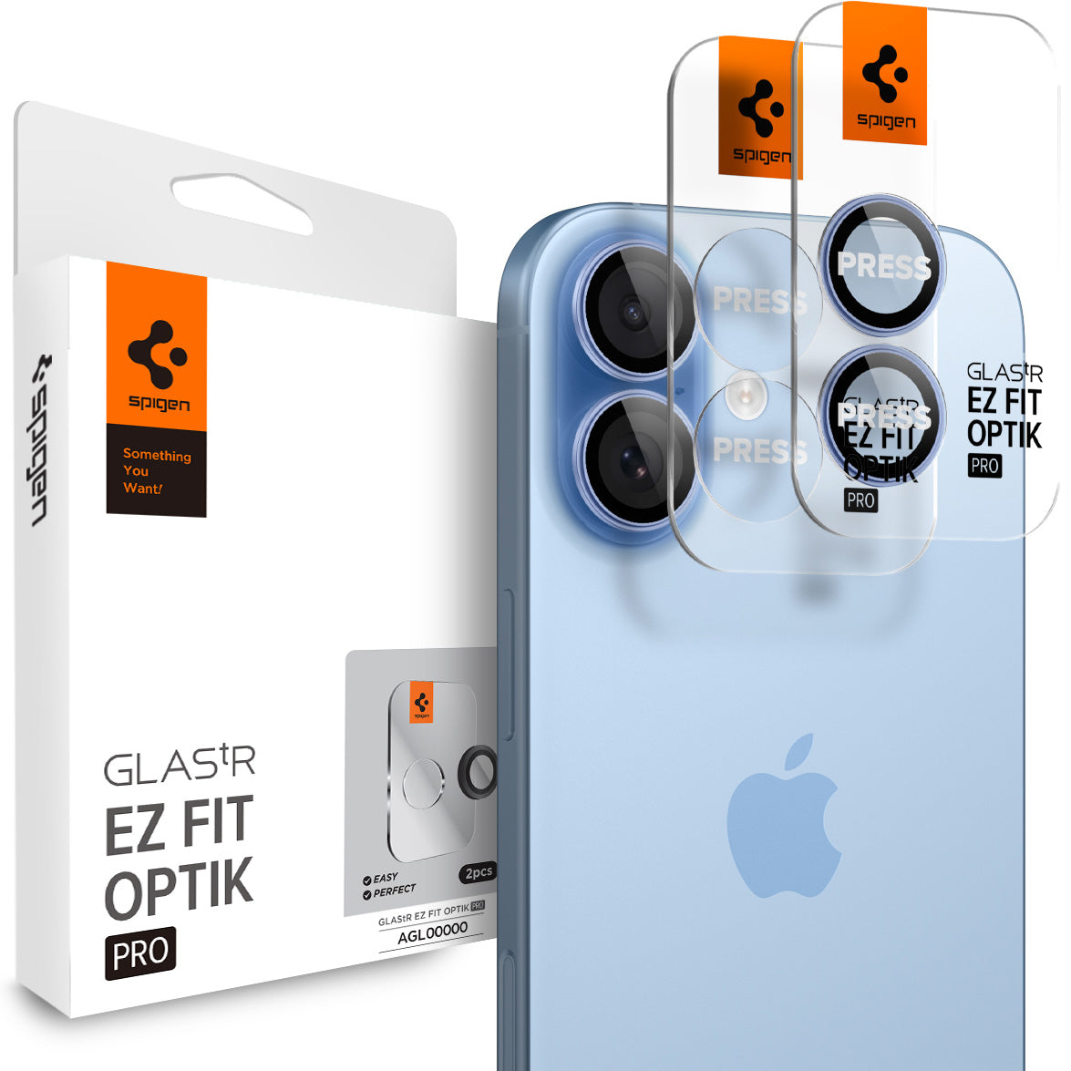 Glas für die Kamera Spigen Glas.tR EZ Fit Optik Pro 2-Pack für iPhone 17 / 16 Plus / 16, Schwarz-Blau