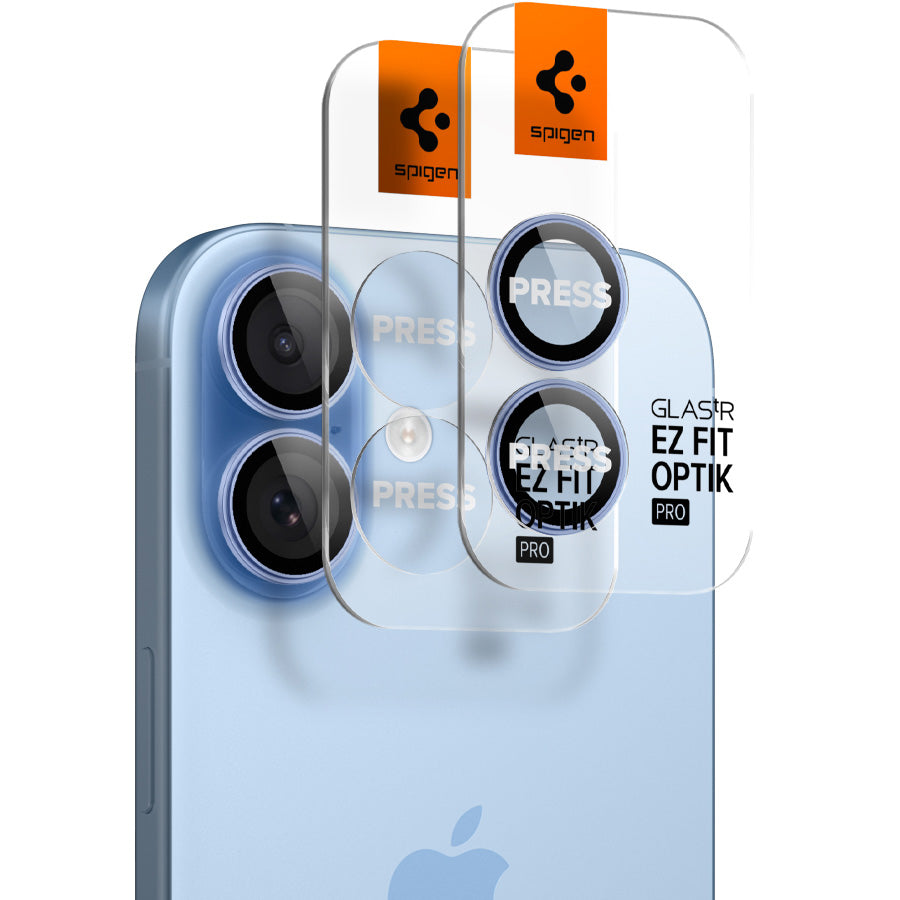 Glas für die Kamera Spigen Glas.tR EZ Fit Optik Pro 2-Pack für iPhone 17 / 16 Plus / 16, Schwarz-Blau