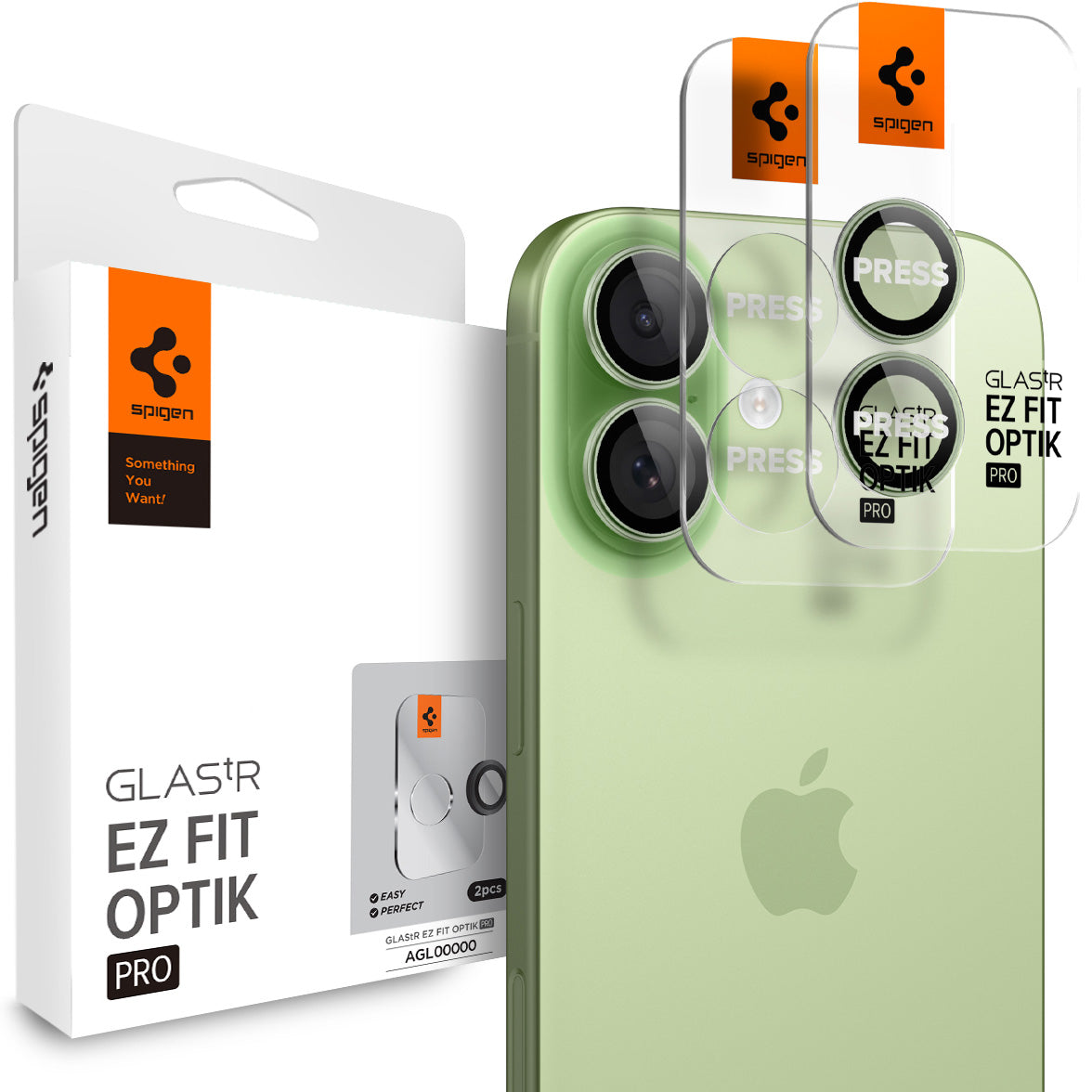 Glas für die Kamera Spigen Glas.tR EZ Fit Optik Pro 2-Pack für iPhone 17 / 16 Plus / 16, Schwarz-Grün