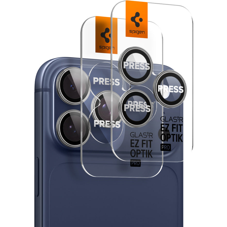 Glas für die Kamera für iPhone 17 Pro Max - 14 Pro, Spigen Glas.tR Ez Fit Optik Pro 2-Pack, Schwarz-Grau