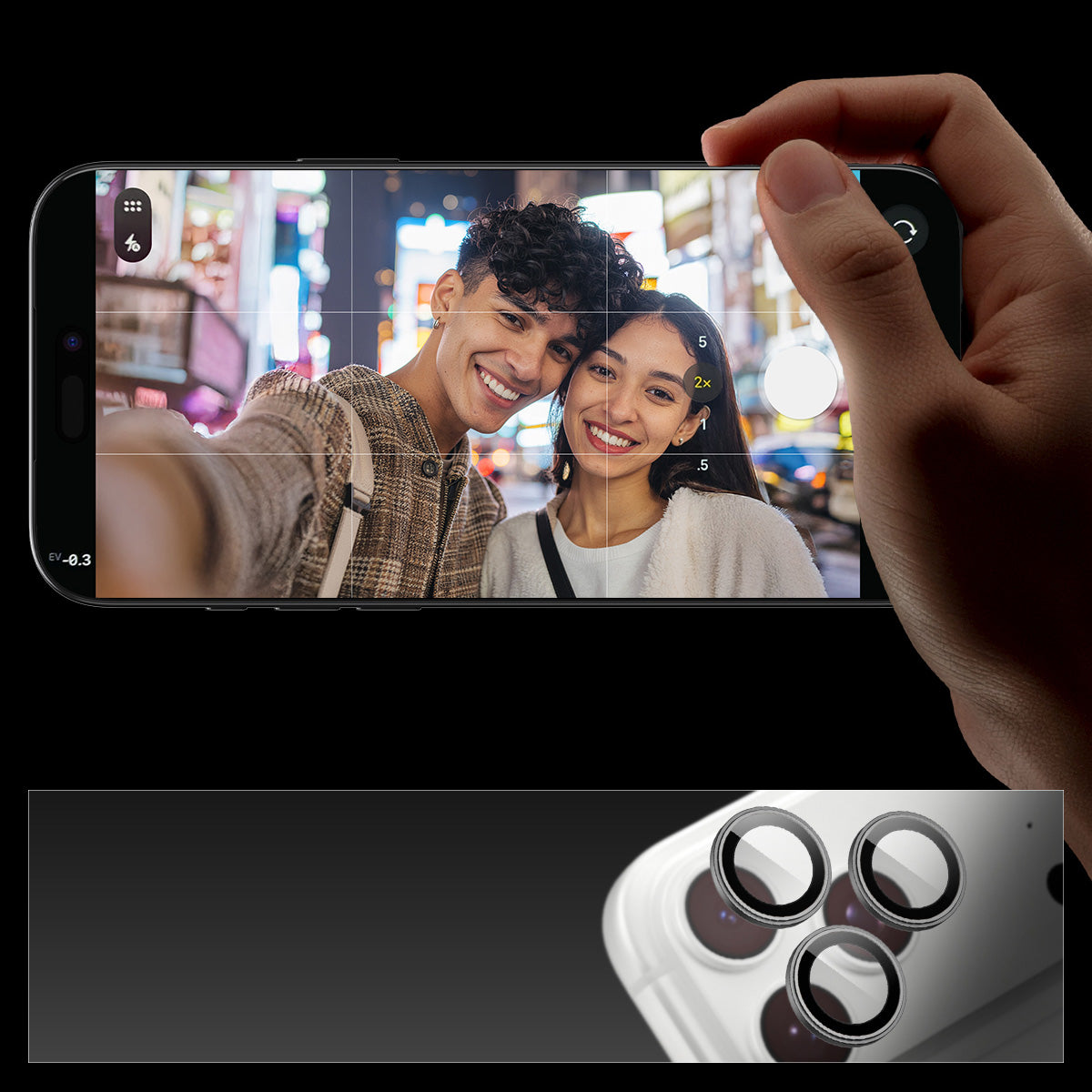Glas für die Kamera für iPhone 17 Pro Max - 14 Pro, Spigen Glas.tR Ez Fit Optik Pro 2-Pack, Schwarz-Grau