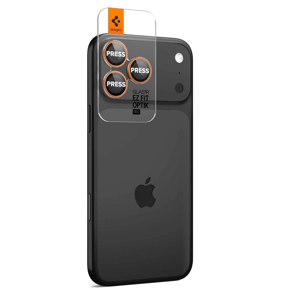 Glas für die Kamera für iPhone 17 Pro Max - 14 Pro, Spigen Glas.tR Ez Fit Optik Pro 2-Pack, Schwarz-Orange