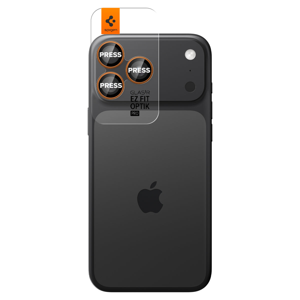 Glas für die Kamera für iPhone 17 Pro Max - 14 Pro, Spigen Glas.tR Ez Fit Optik Pro 2-Pack, Schwarz-Orange