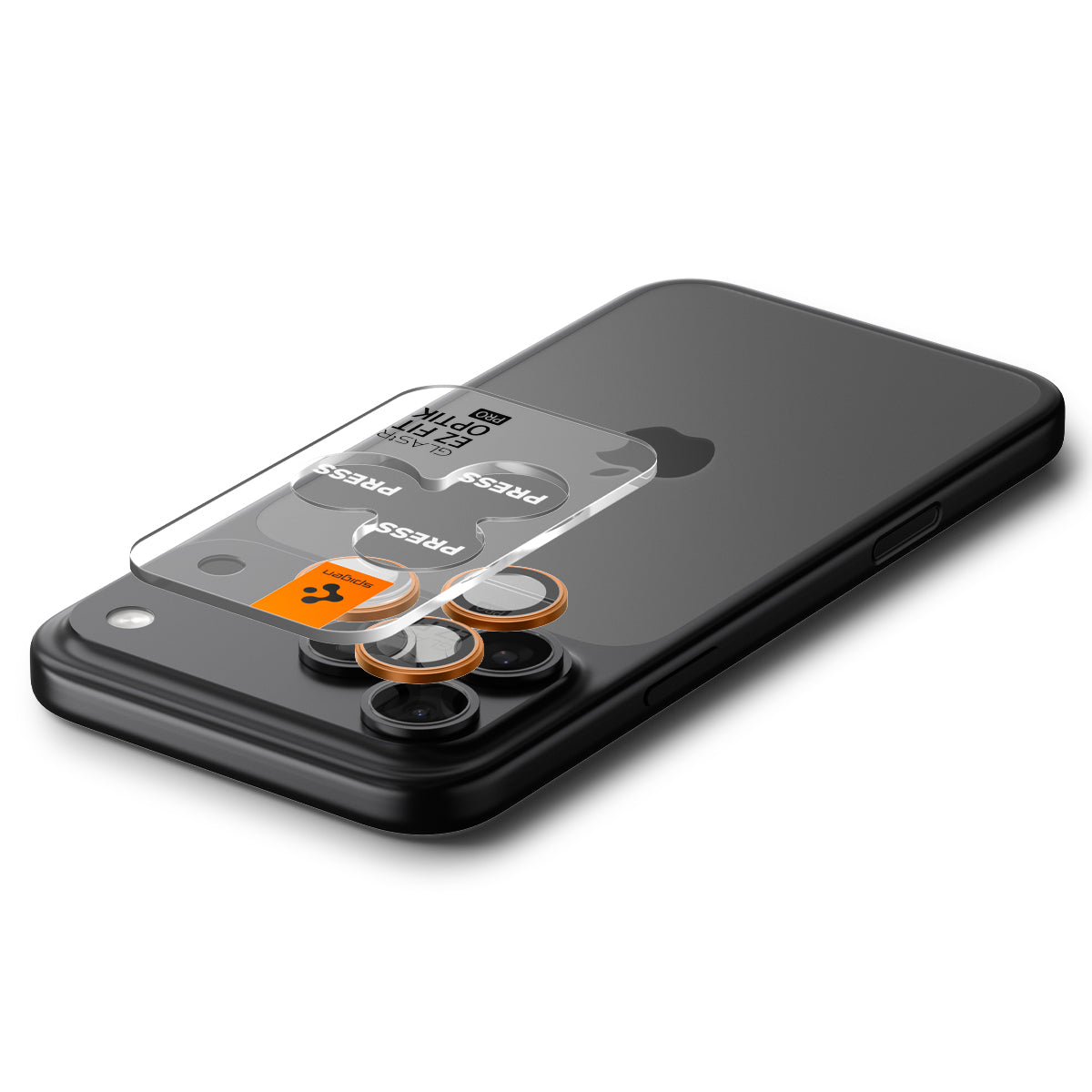 Glas für die Kamera für iPhone 17 Pro Max - 14 Pro, Spigen Glas.tR Ez Fit Optik Pro 2-Pack, Schwarz-Orange