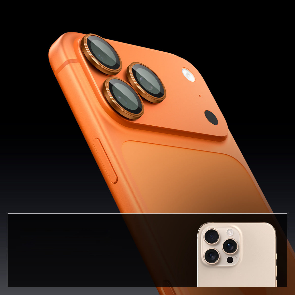 Glas für die Kamera für iPhone 17 Pro Max - 14 Pro, Spigen Glas.tR Ez Fit Optik Pro 2-Pack, Schwarz-Orange