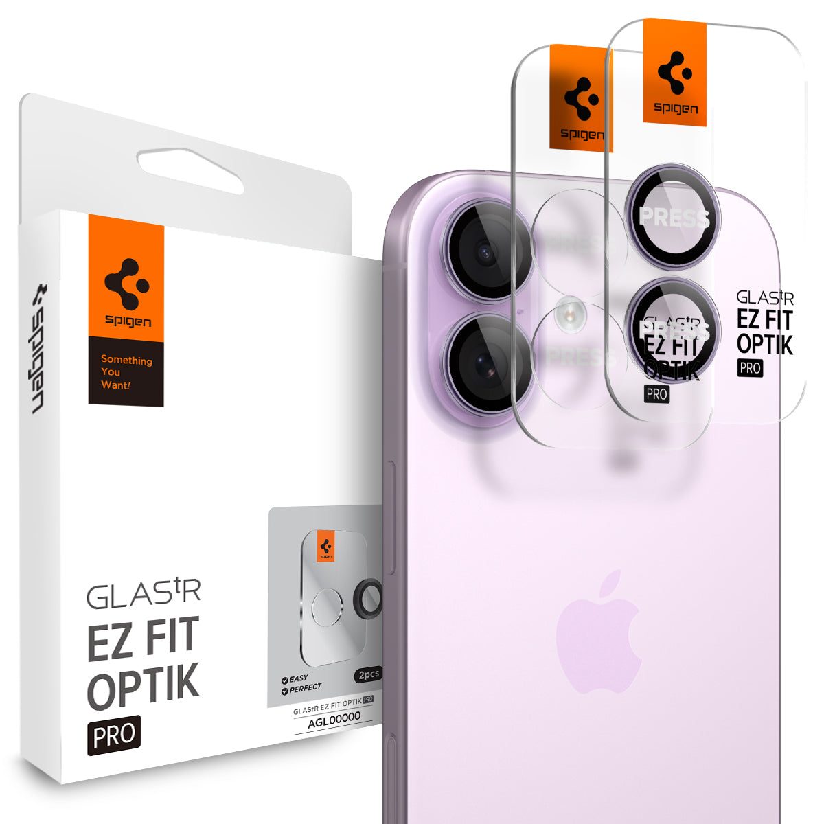 Glas für die Kamera Spigen Glas.tR EZ Fit Optik Pro 2-Pack für iPhone 17 / 16 Plus / 16, Schwarz-Violett